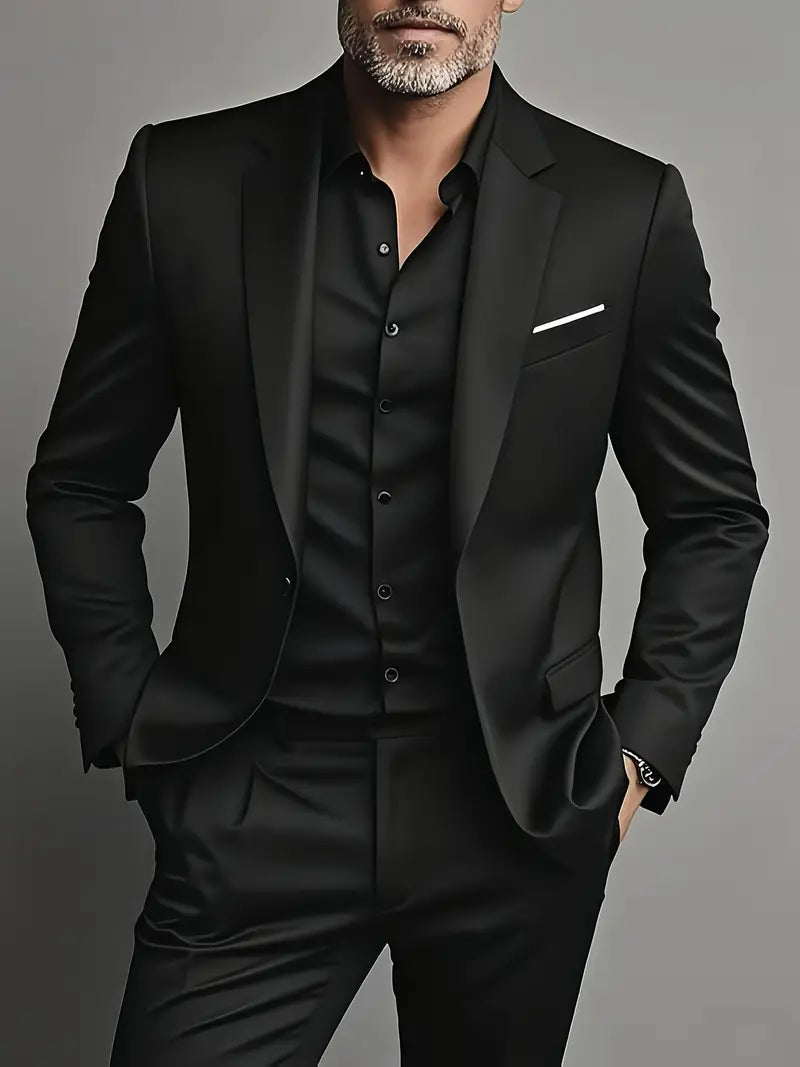 Men's Two-Piece Suit with Tailored Design for Formal Wear