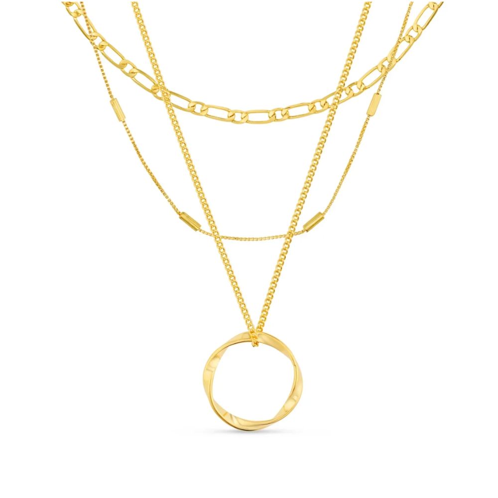 Triple Row Gold Necklace