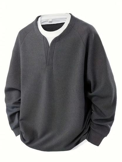 JAMES – TEXTURED V-NECK LAYERED SWEATSHIRT