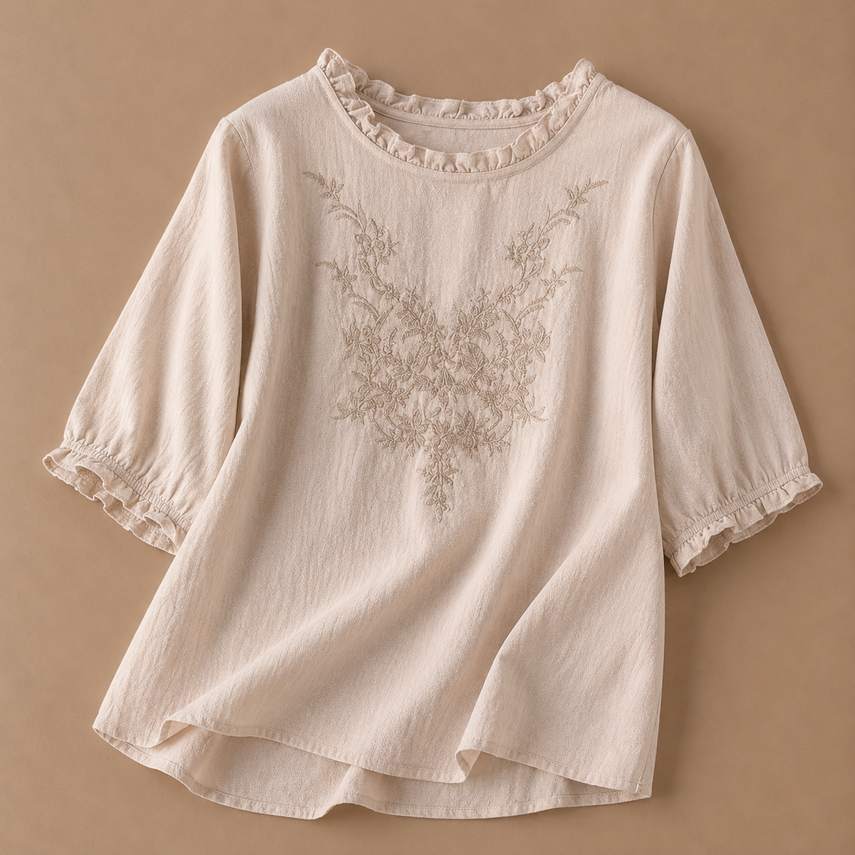 Daphne Cotton Linen Floral Blouse