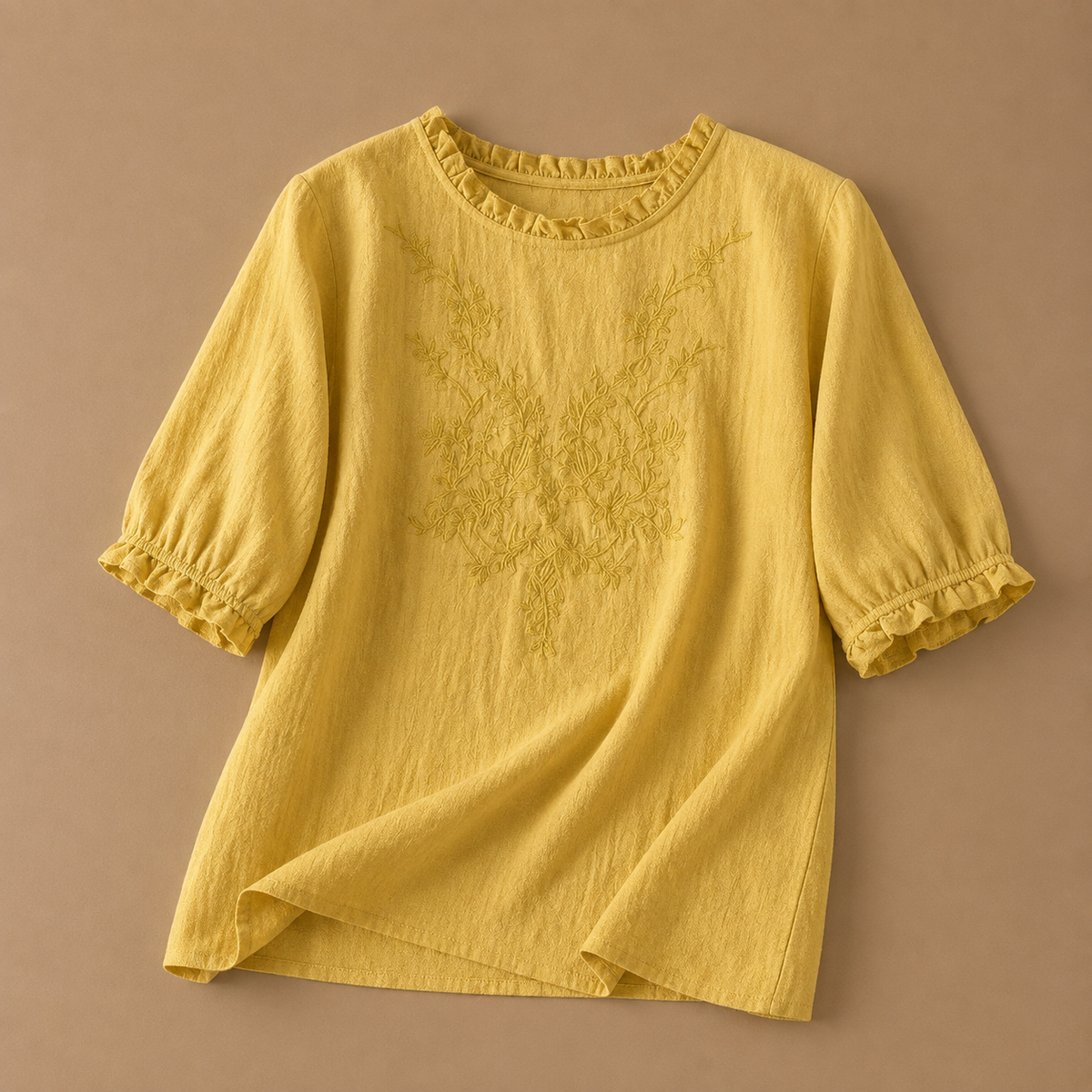 Daphne Cotton Linen Floral Blouse