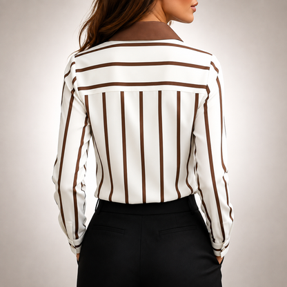 Noelle Striped Button-Up Blouse