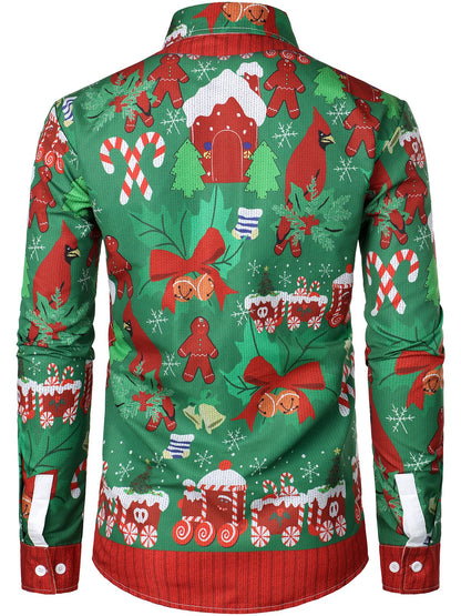 Grant - Men's Christmas Funny Outfit Holiday Party ugly Long-Sleeved Shirt